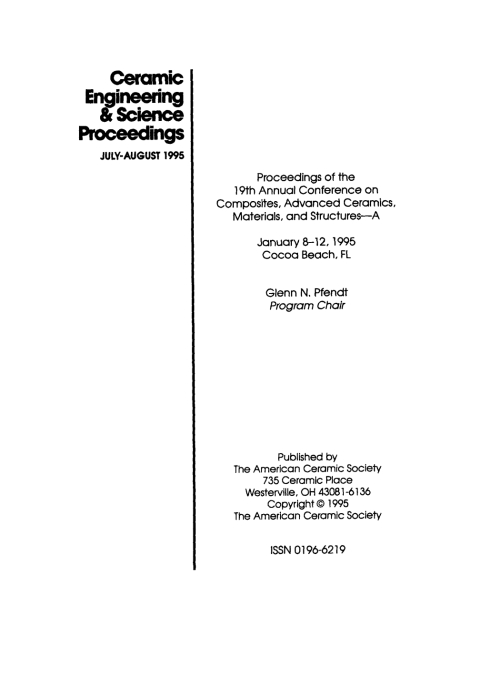 Cover image for book 19th Annual Conference on Composites, Advanced Ceramics, Materials, and Structures - A