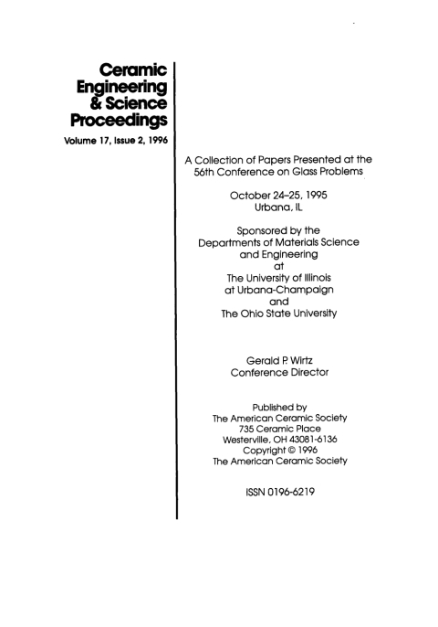 Cover image for book 56th Conference on Glass Problems