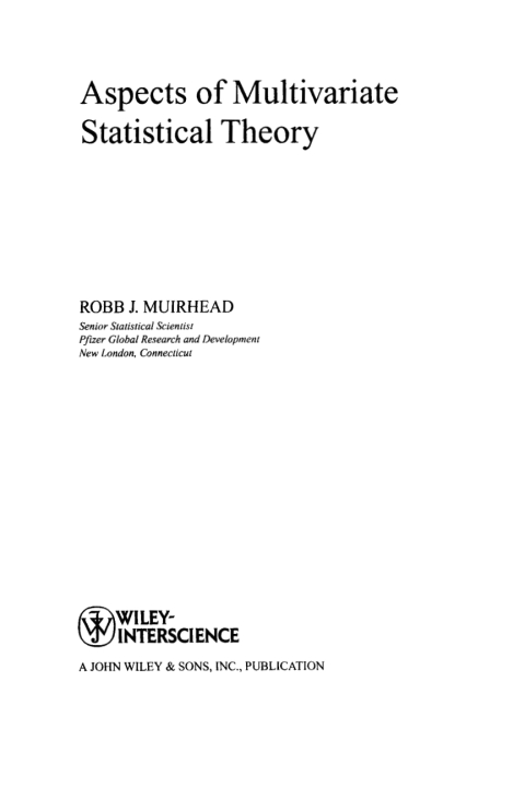 Cover image for book Aspects of Multivariate Statistical Theory