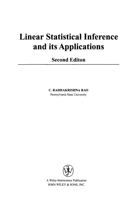 Cover image for book Linear Statistical Inference and its Applications