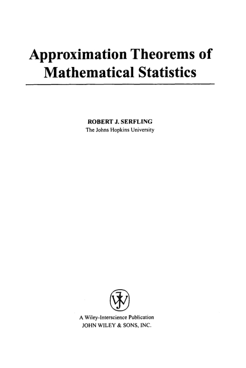 Cover image for book Approximation Theorems of Mathematical Statistics