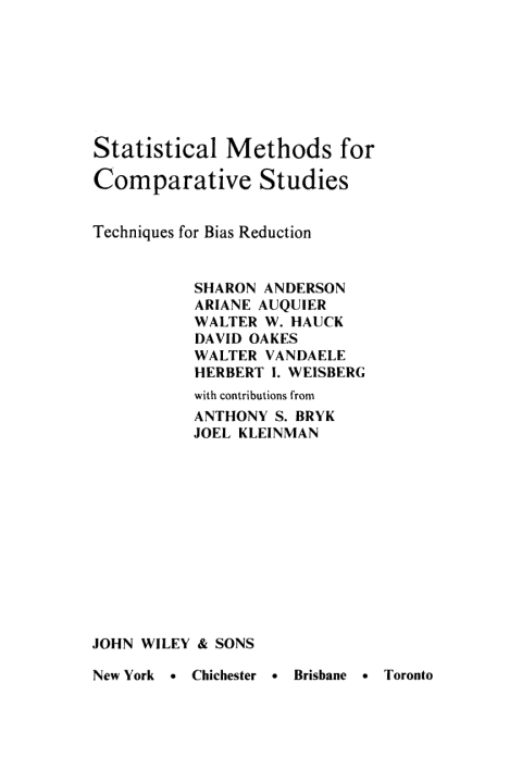 Cover image for book Statistical Methods for Comparative Studies