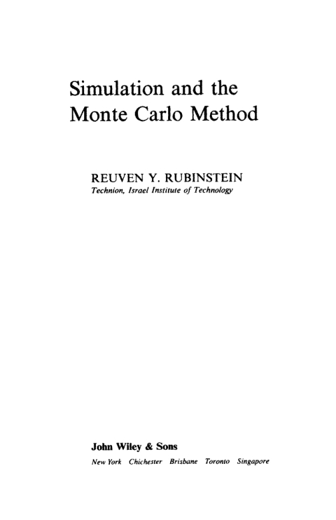 Cover image for book Simulation and the Monte Carlo Method