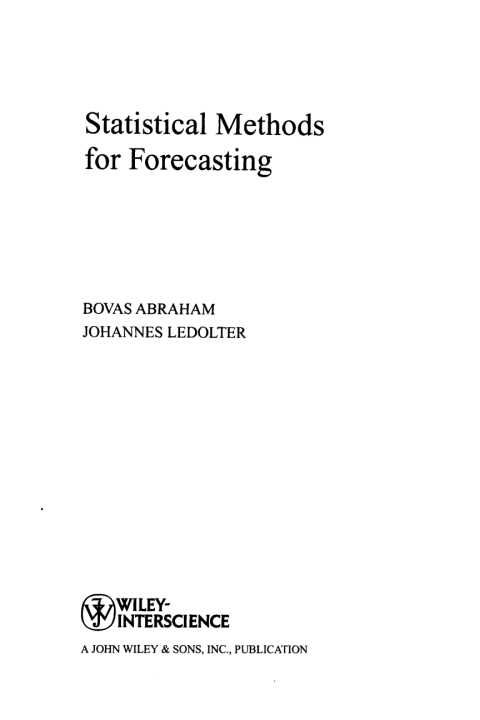 Cover image for book Statistical Methods for Forecasting