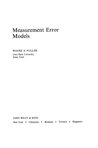Measurement Error Models