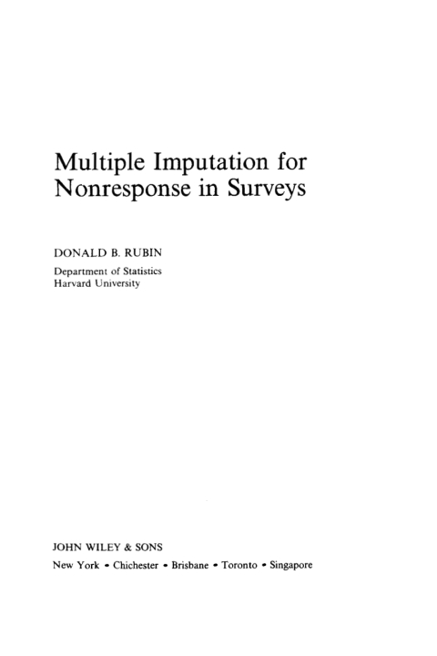 Cover image for book Multiple Imputation for Nonresponse in Surveys