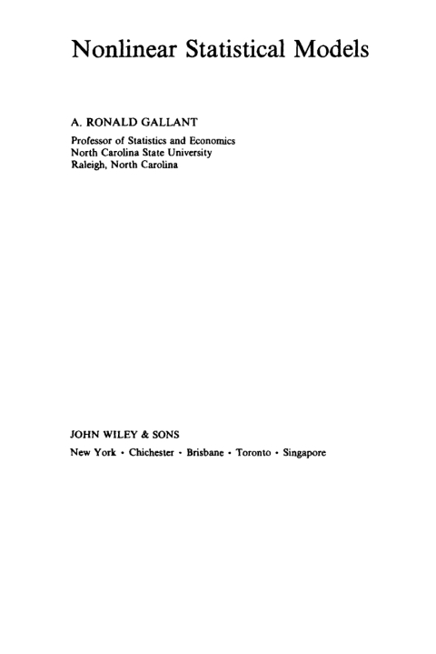 Cover image for book Nonlinear Statistical Models