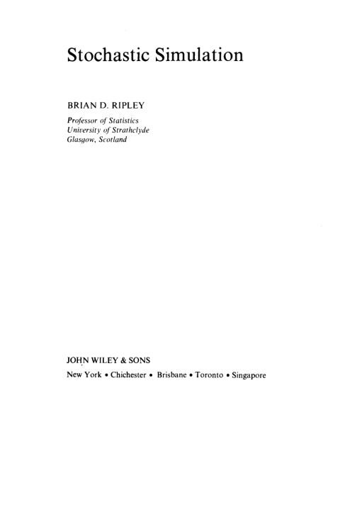 Cover image for book Stochastic Simulation