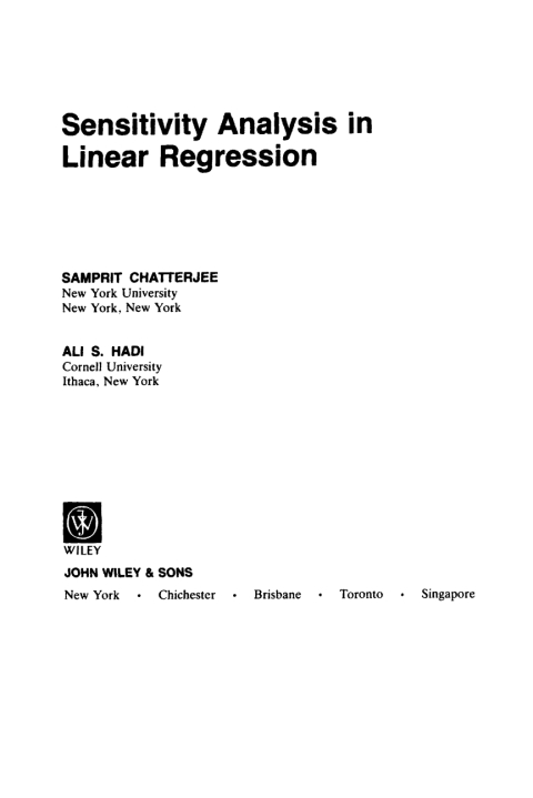 Cover image for book Sensitivity Analysis in Linear Regression