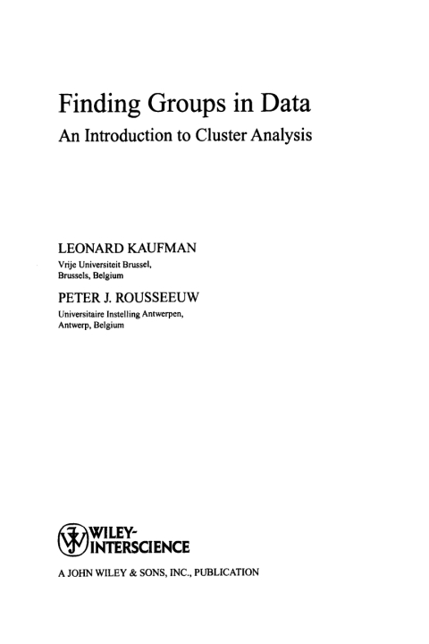 Cover image for book Finding Groups in Data