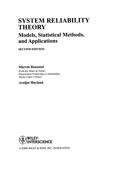 Cover image for book System Reliability Theory