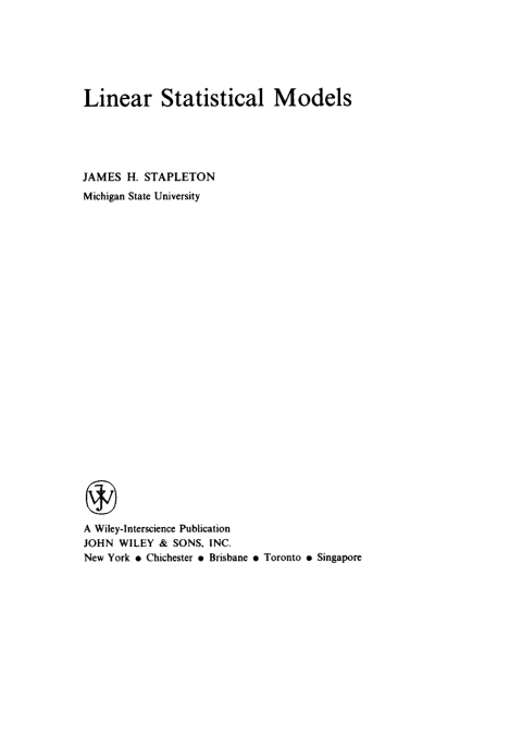 Cover image for book Linear Statistical Models