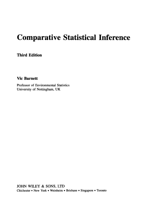Cover image for book Comparative Statistical Inference