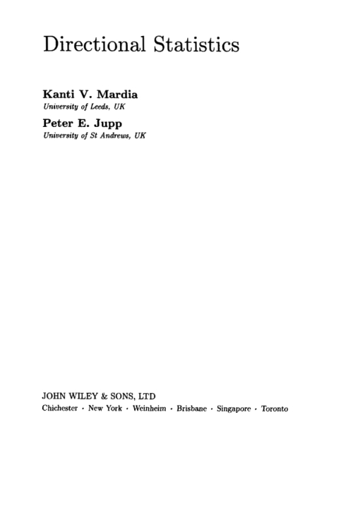 Cover image for book Directional Statistics
