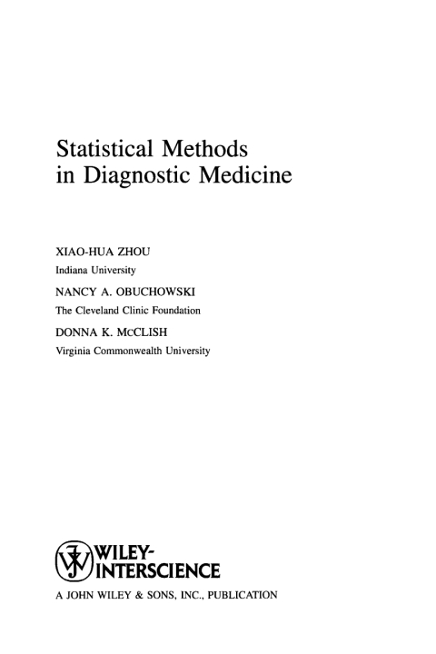 Cover image for book Statistical Methods in Diagnostic Medicine