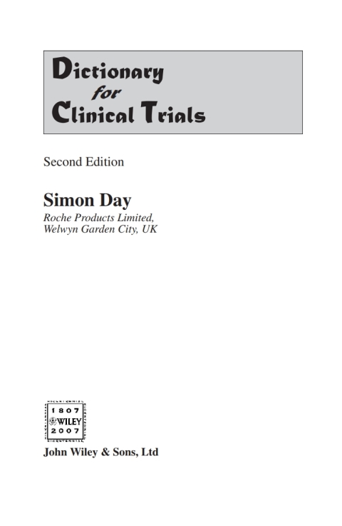 Cover image for book Dictionary for Clinical Trials