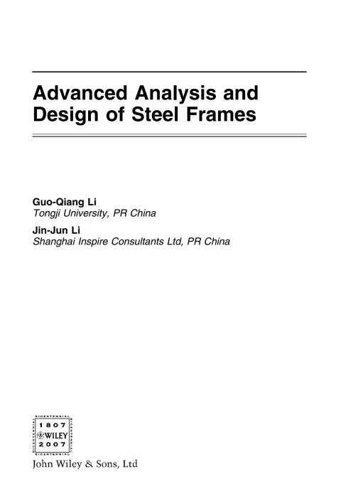 Cover image for book Advanced Analysis and Design of Steel Frames