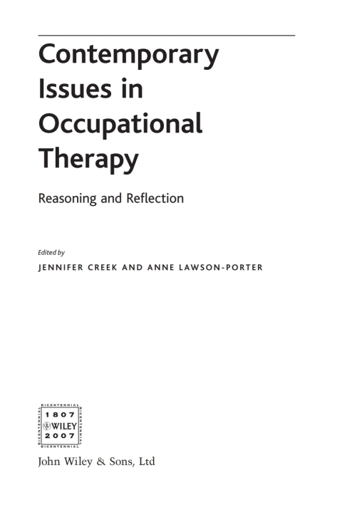 Cover image for book Contemporary Issues in Occupational Therapy