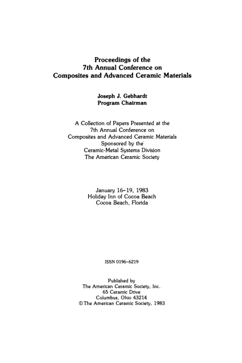 Cover image for book 7th Annual Conference on Composites and Advanced Ceramic Materials