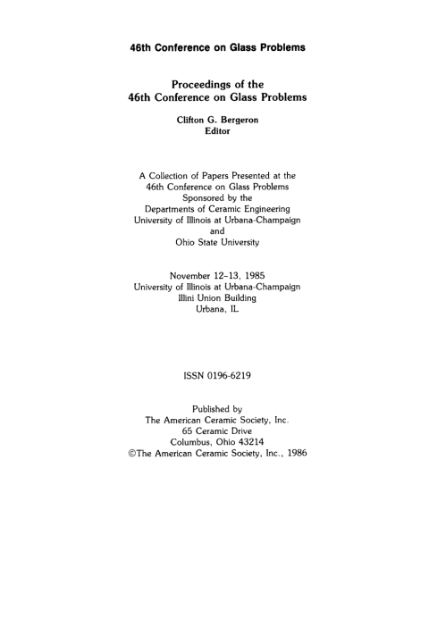 Cover image for book 46th Conference on Glass Problems
