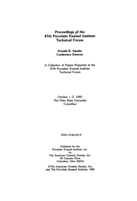Cover image for book 47th Porcelain Enamel Institute Technical Forum