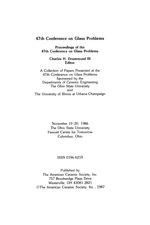 Cover image for book 47th Conference on Glass Problems