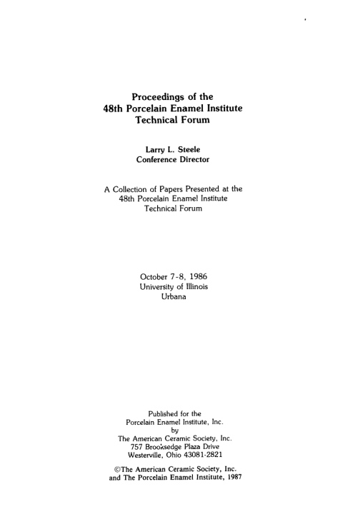Cover image for book 48th Porcelain Enamel Institute Technical Forum