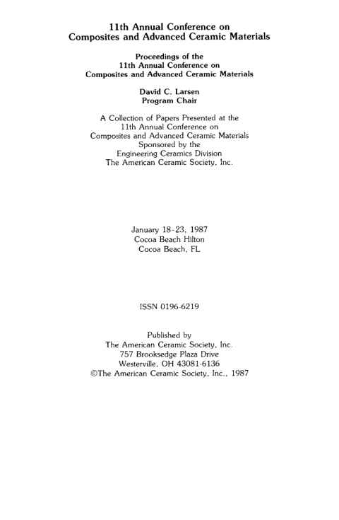 Cover image for book 11th Annual Conference on Composites and Advanced Ceramic Materials