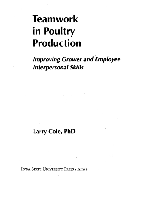 Cover image for book Teamwork in Poultry Production