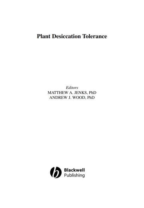 Plant Desiccation Tolerance 