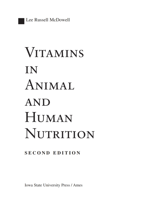 Vitamins in Animal and Human Nutrition 