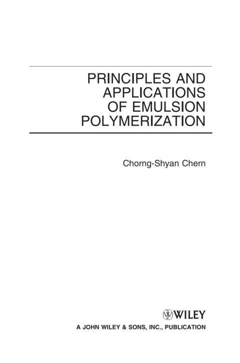 Cover image for book Principles and Applications of Emulsion Polymerization