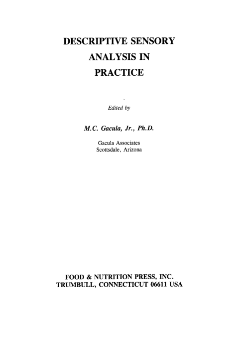 Cover image for book Descriptvie Sensory Analysis in Practice