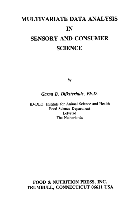 Cover image for book Multivariate Data Analysis in Sensory and Consumer Science