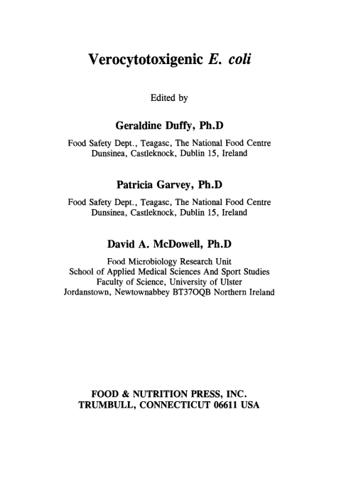 Cover image for book Verocytotoxigenic E. Coli