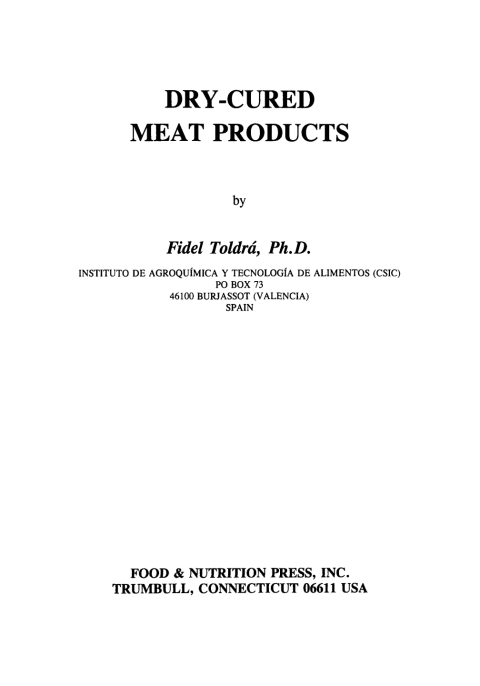 Cover image for book Dry-Cured Meat Products