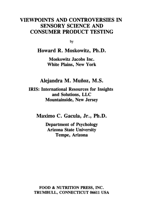 Cover image for book Viewpoints and Controversies in Sensory Science and Consumer Product Testing