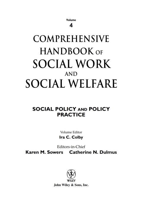 Cover image for book Comprehensive Handbook of Social Work and Social Welfare, Social Policy and Policy Practice