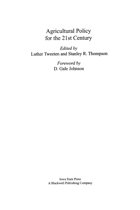 Agricultural Policy for the 21st Century 