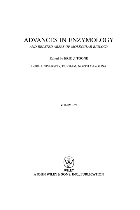 Cover image for book Advances in Enzymology and Related Areas of Molecular Biology