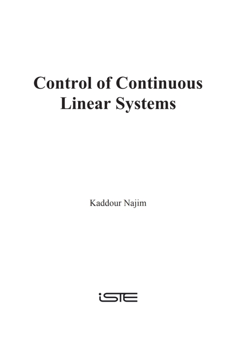 Cover image for book Control of Continuous Linear Systems