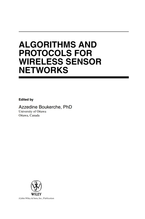 Cover image for book Algorithms and Protocols for Wireless Sensor Networks