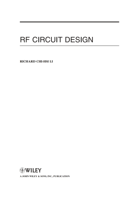 Cover image for book RF Circuit Design