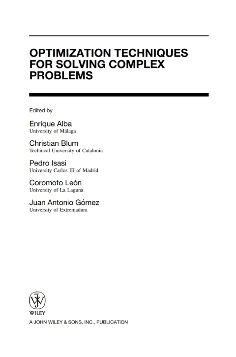 Cover image for book Optimization Techniques for Solving Complex Problems
