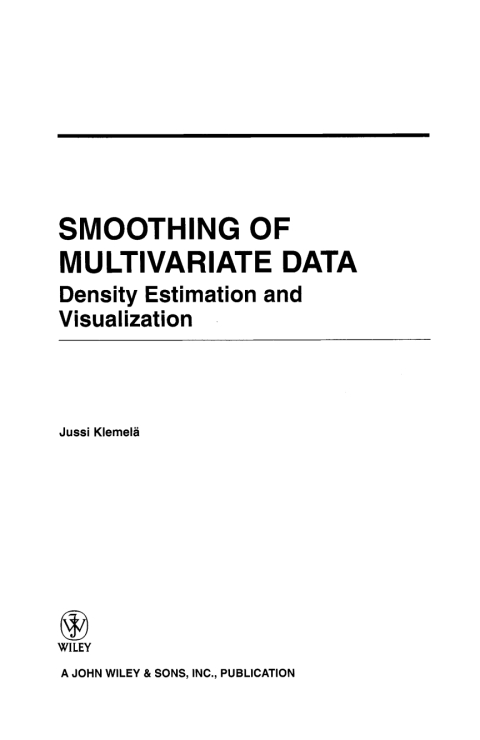 Cover image for book Smoothing of Multivariate Data