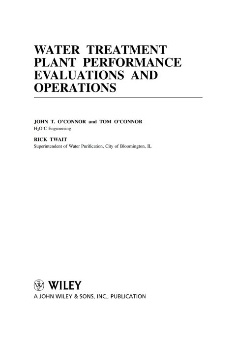 Cover image for book Water Treatment Plant Performance Evaluations and Operations
