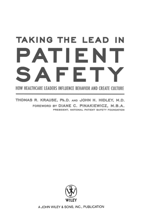 Cover image for book Taking the Lead in Patient Safety