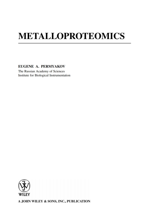 Cover image for book Metalloproteomics