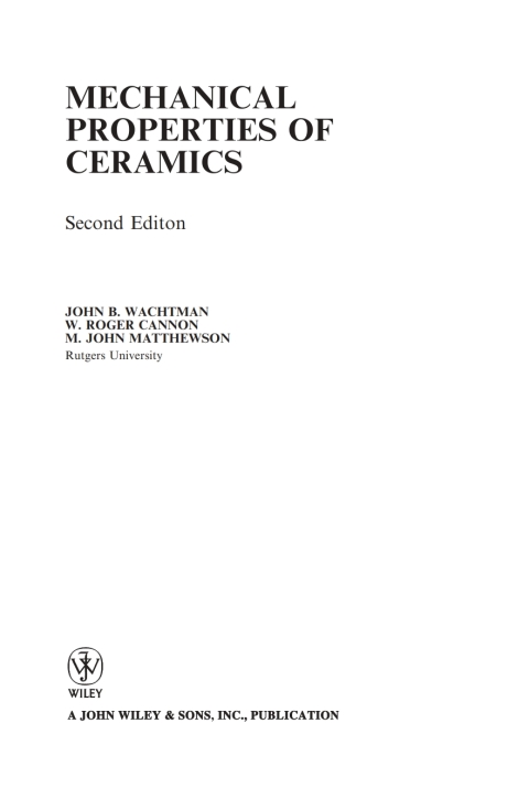 Cover image for book Mechanical Properties of Ceramics, 2nd Edition