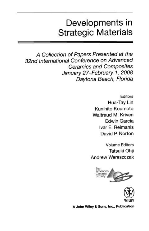Developments in Strategic Materials: Ceramic Engineering and Science Proceedings, Volume 29, Issue 10 